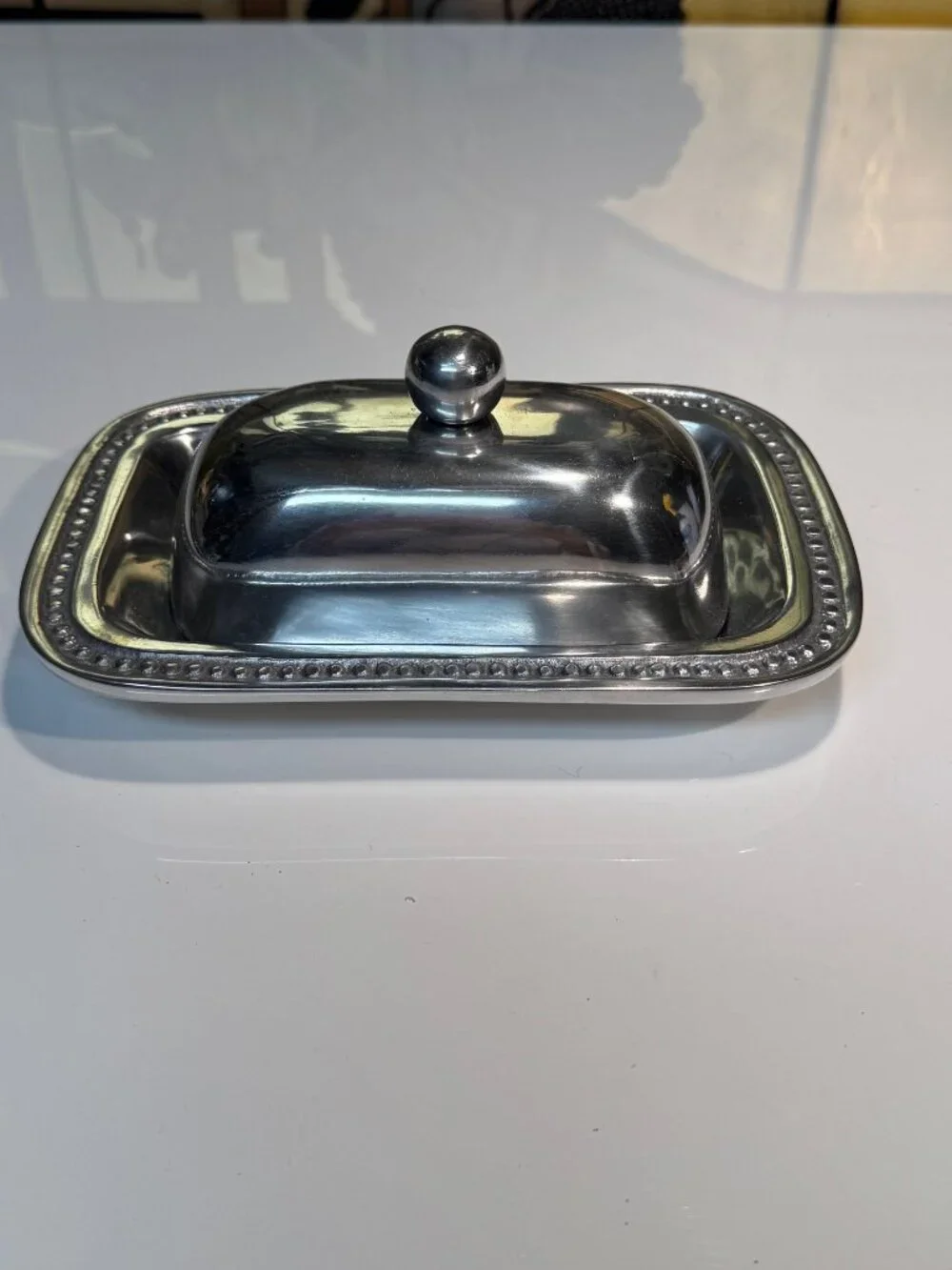 Beautiful Pewter Butter Dish